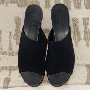 Munro Black Stretch Fabric Slip On Sandals